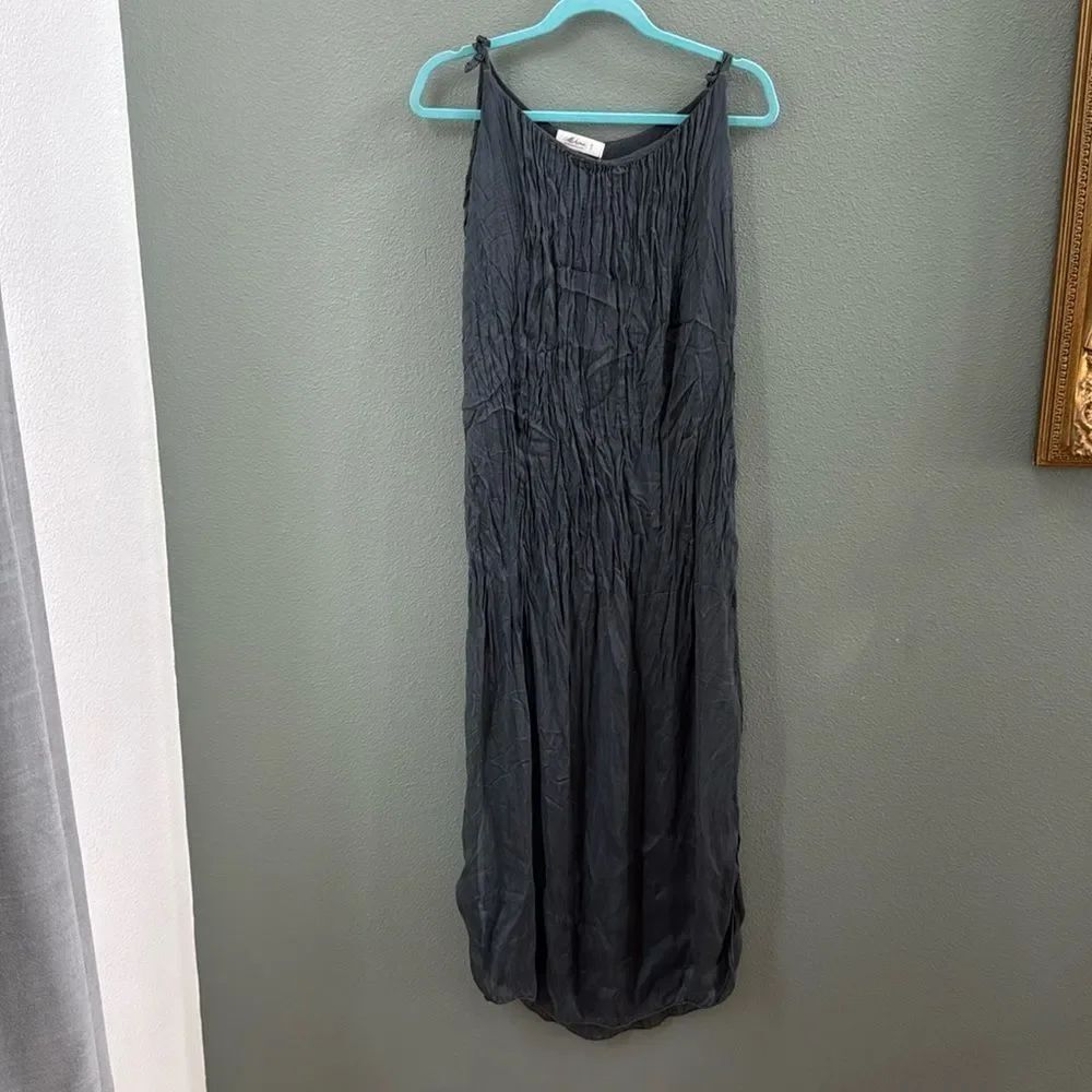 Mahina Beautiful Dark Gray Silk Maxi Dress Cover Up O/S